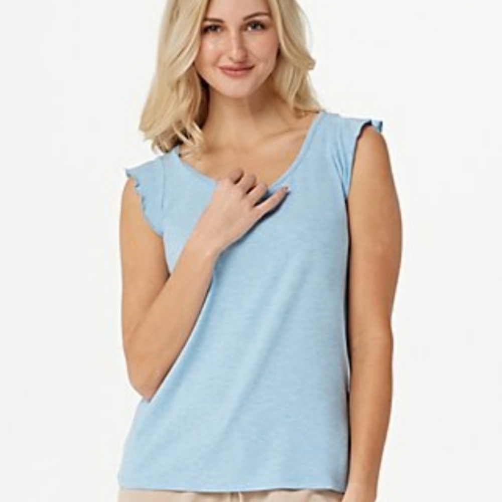 AnyBody SeaWool Jersey Flutter Sleeve Top Size Women's Small NEW with Tags